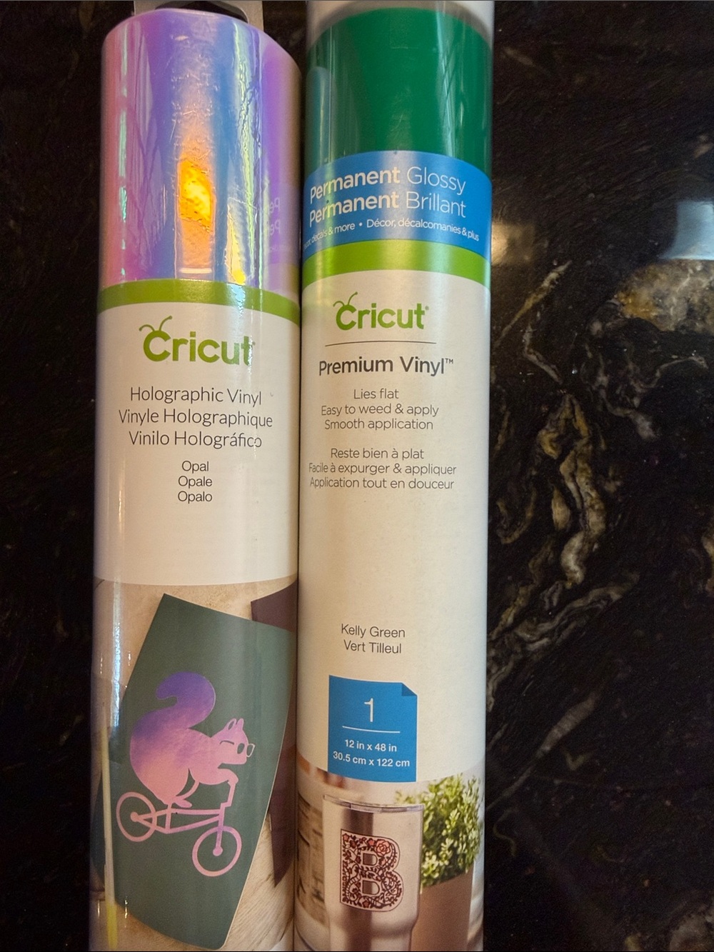 Cricut Opal Holographic & Kelly Green Premium Vinyl Rolls NIP